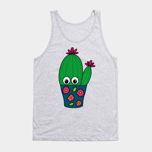 Cute Cactus Design #351: Pretty Cactus In Floral Pot Tank Top